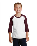 Port & Company PC55YRS Youth 50/50 Cotton/Poly 3/4-Sleeve Raglan T-Shirt