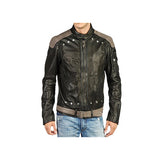 Front Removable Biker Leather Jacket