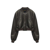 Echo Black Leather Bomber Jacket