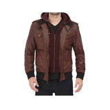 Guerrilla Hooded Bomber Leather Jacket