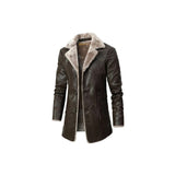 Men's Fur Collar Leather Coat