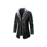 Men's Fur Collar Leather Coat