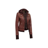 Mystique Brown Leather Bomber Jacket