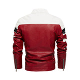 Moto Color Block Leather Jacket