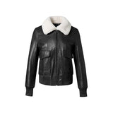 Radiance Black Leather Bomber Jacket