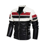 Moto Color Block Leather Jacket