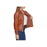 Luna Brown Leather Bomber Jacket